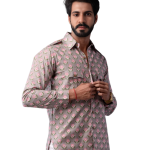 Men's Sanganeri Thunder Grey Hunting Styled Printed Shirt | Refined Outdoor Wear